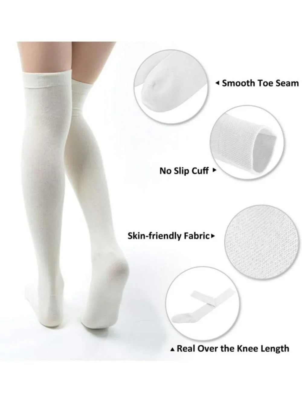 Fashionable Thigh High Socks for Women - Cotton Over Knee Cosplay - 3 Pack Set